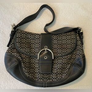 Coach Black and Gray Signature Print Bag
